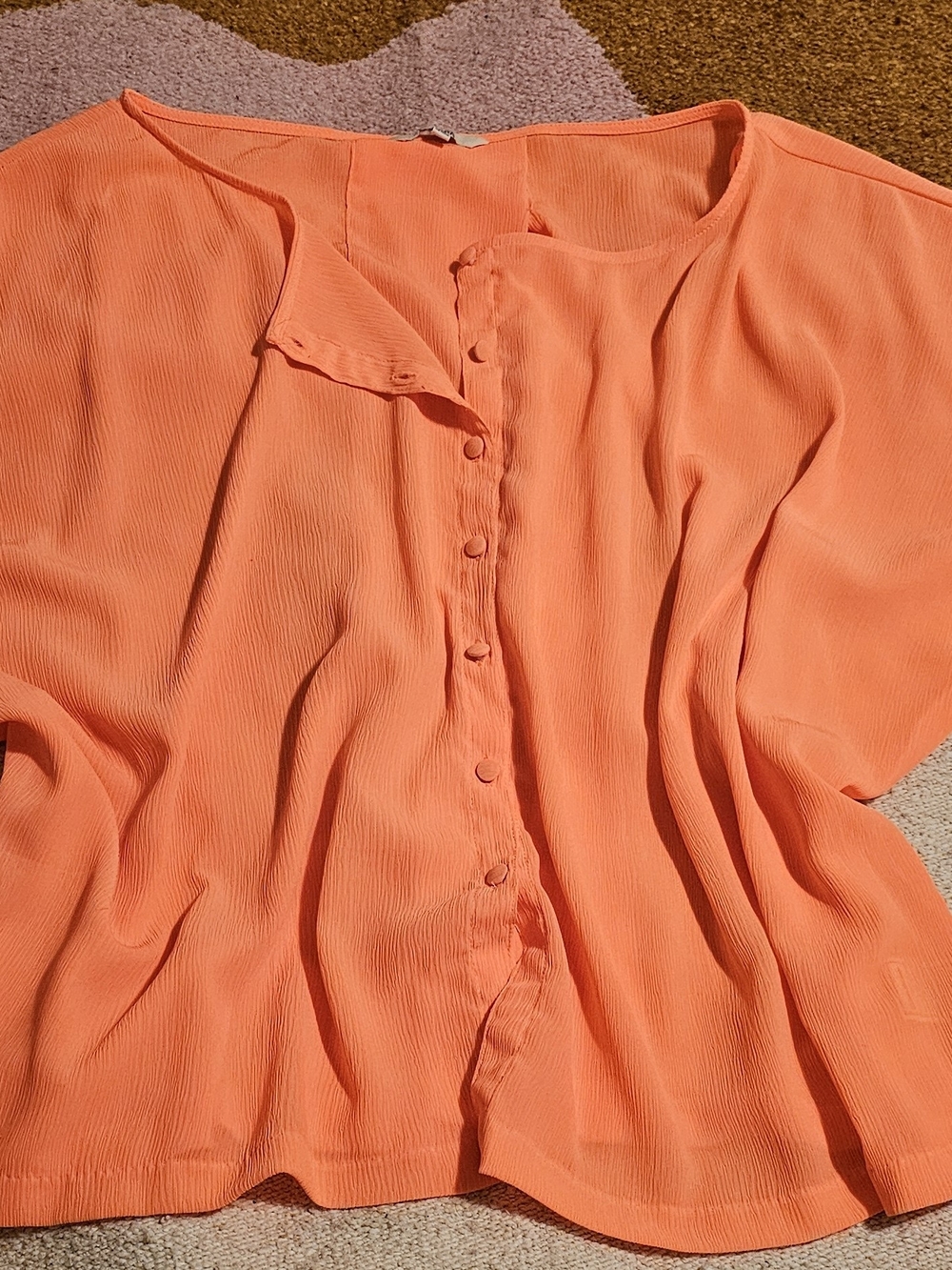 BB Dakota Coral-Orange Button Front Blouse - Picture 2 of 9
